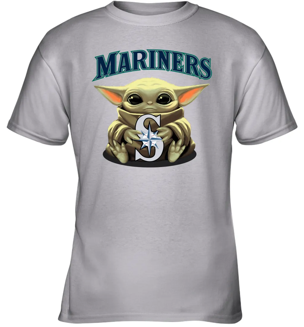 Baby Yoda Hugs Loves The Seattle Mariners Baseball Youth T-Shirt