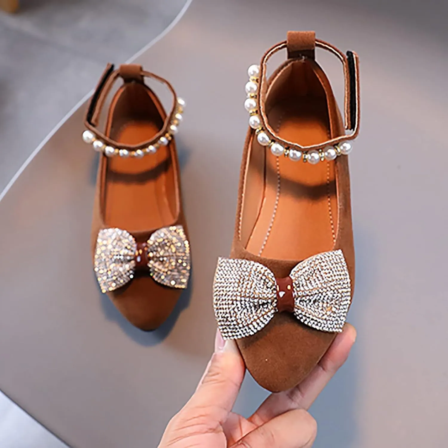 Girls Ballerina Shoes Mary Jane Front Bow Dress Shoes for Wedding Toddler Little Kid/Big Kid