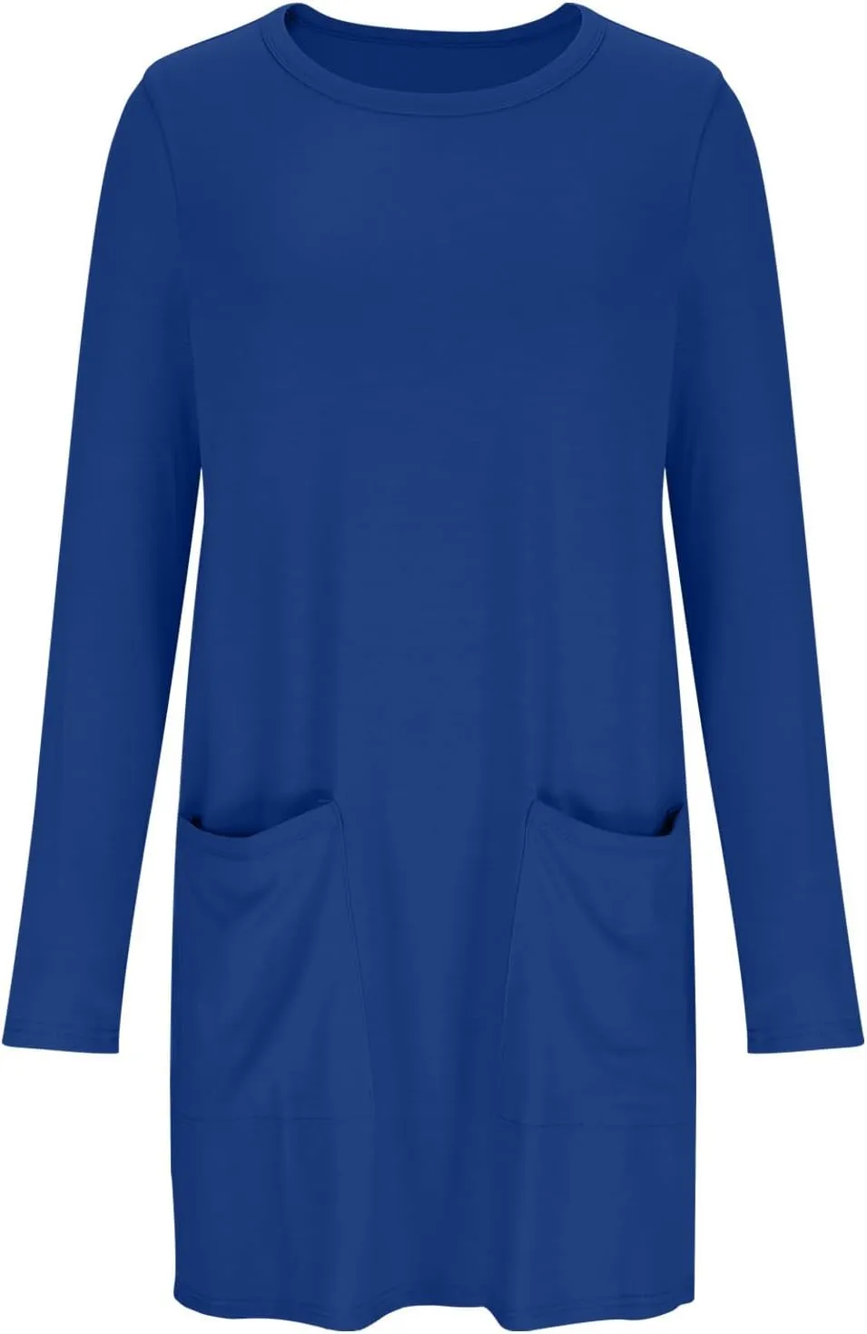 hlysgo Womens Mini Dress Summer Long Sleeve Crew Neck Casual Dresses Trendy Loose Comfy Knee Length Dress with Pockets