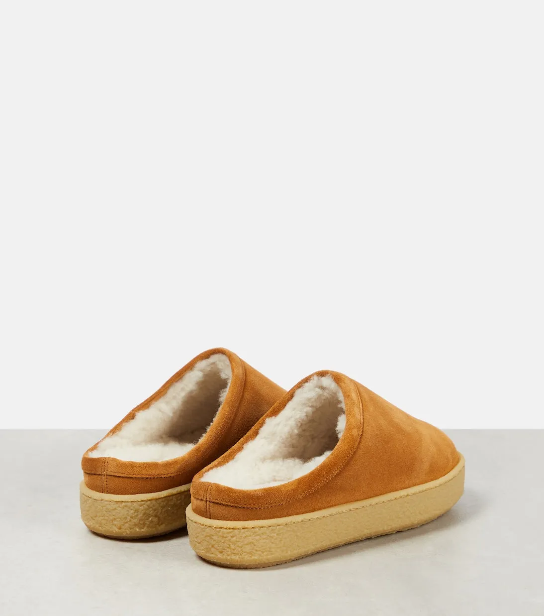 Isabel Marant Shearling Lined Fozee Suede Slippers, Brown