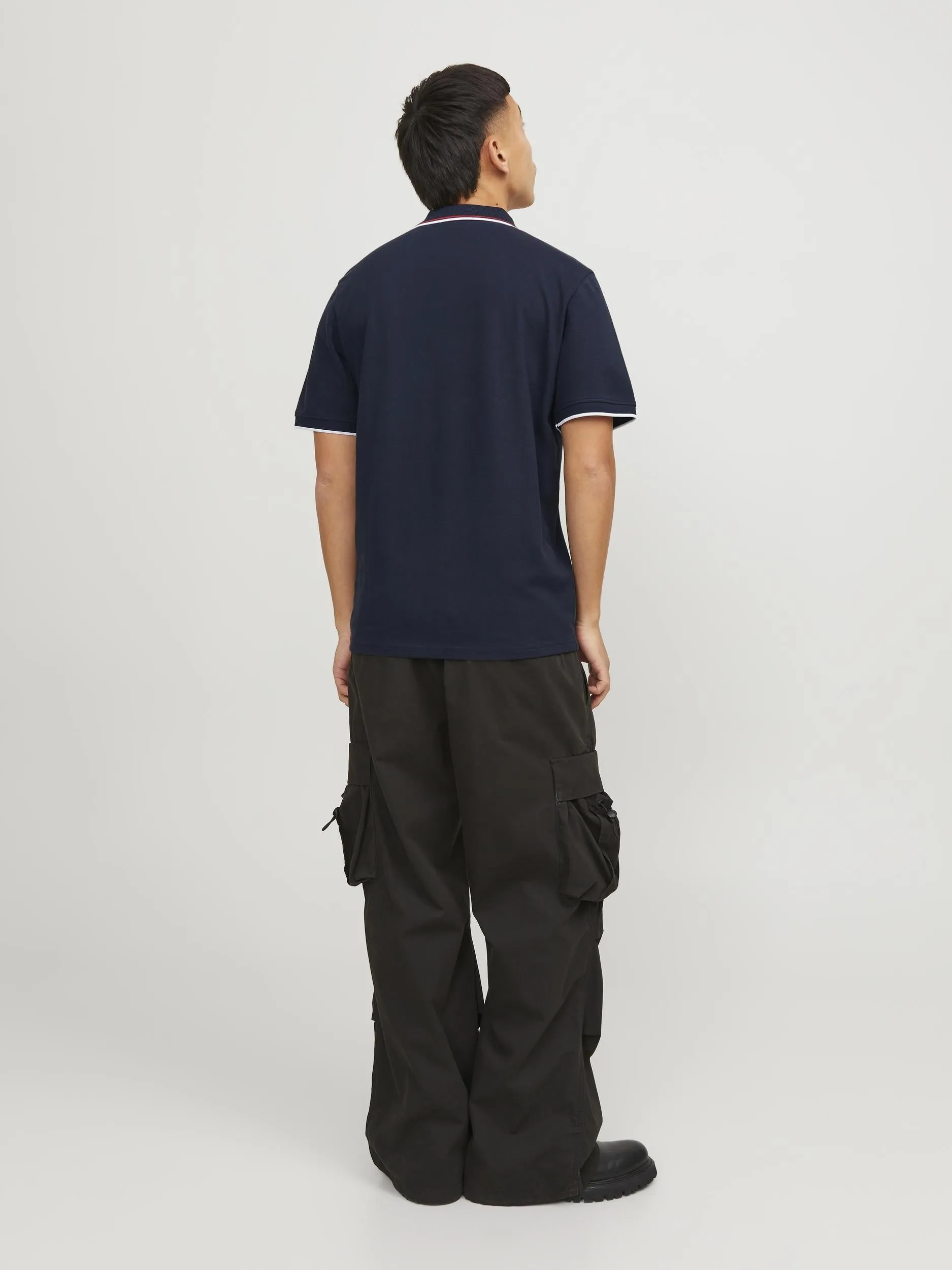 Jack & Jones Hass Logo Short Sleeve Polo-NAVY BLAZER