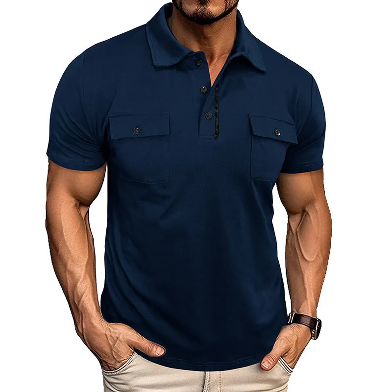 Mens Summer Polo Shirt With Dual Pockets