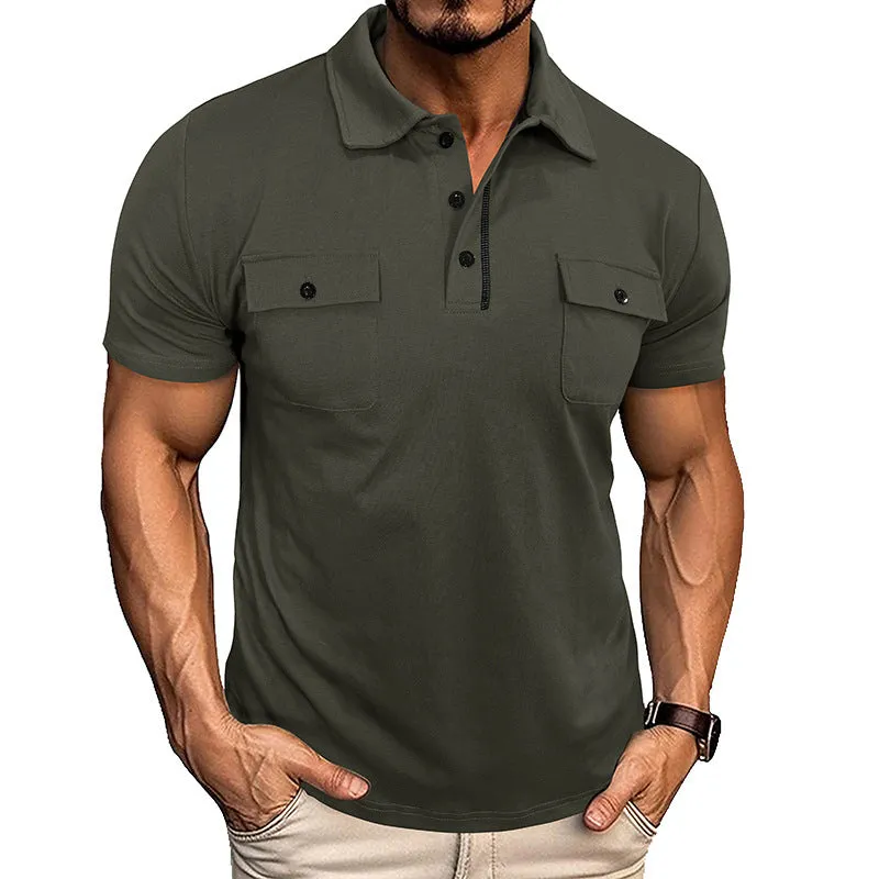 Mens Summer Polo Shirt With Dual Pockets