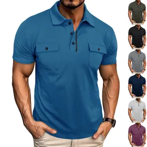 Mens Summer Polo Shirt With Dual Pockets