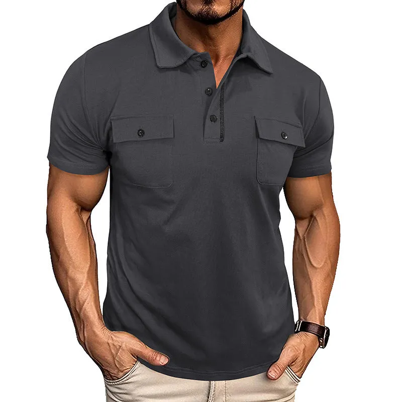 Mens Summer Polo Shirt With Dual Pockets
