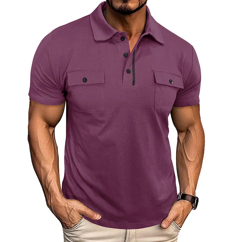 Mens Summer Polo Shirt With Dual Pockets