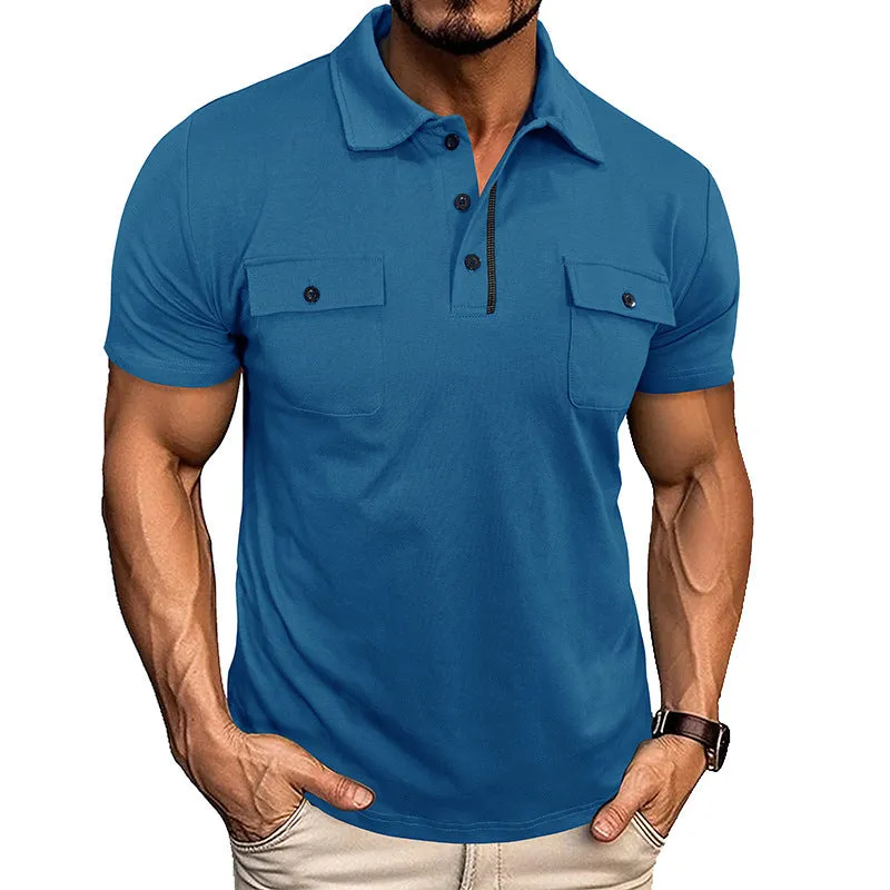 Mens Summer Polo Shirt With Dual Pockets