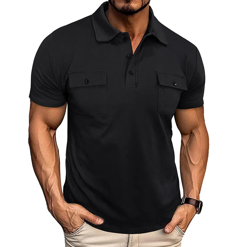 Mens Summer Polo Shirt With Dual Pockets