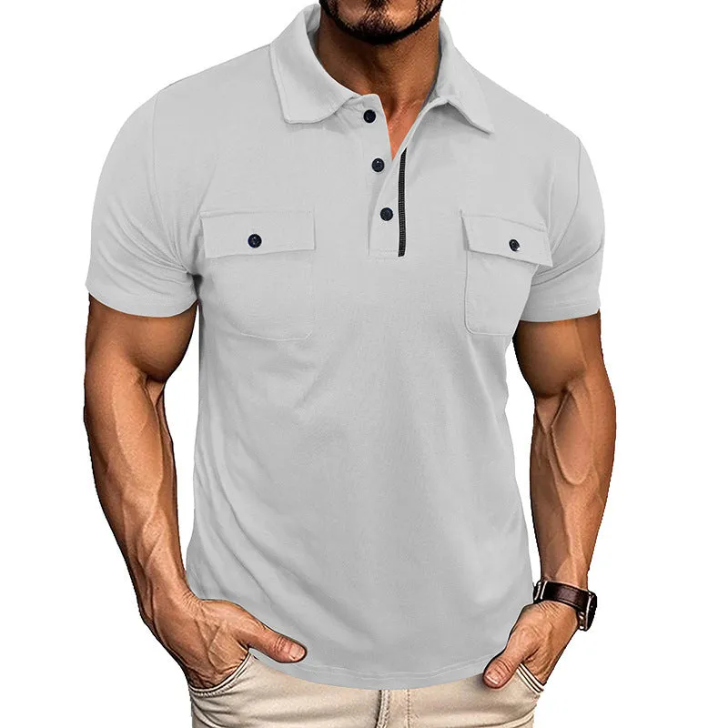Mens Summer Polo Shirt With Dual Pockets