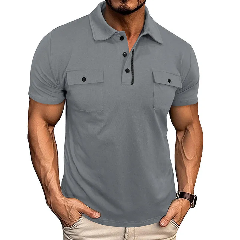 Mens Summer Polo Shirt With Dual Pockets
