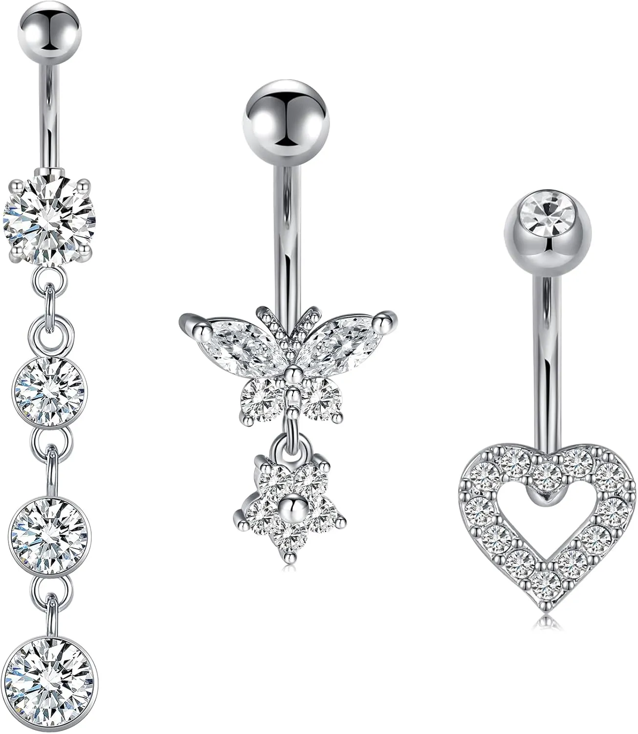 MODRSA Belly Button Ring Belly Rings Surgical Steel Belly Button Ring Hypoallergenic Clicker Belly Button Ring Navel Rings for Women