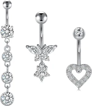 MODRSA Belly Button Ring Belly Rings Surgical Steel Belly Button Ring Hypoallergenic Clicker Belly Button Ring Navel Rings for Women