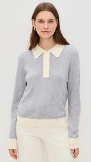 Re/Done Women's Color Block Polo - Grey with Vintage White