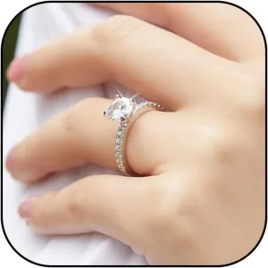 Roe Dolph Cubic Zirconia Engagement Rings for Women Non Tarnish Silver Plated Fake Engagement Ring Halo Travel Wedding Bands Ring Set for Couples Promise Rings Wedding Jewelry for Brides Wedding