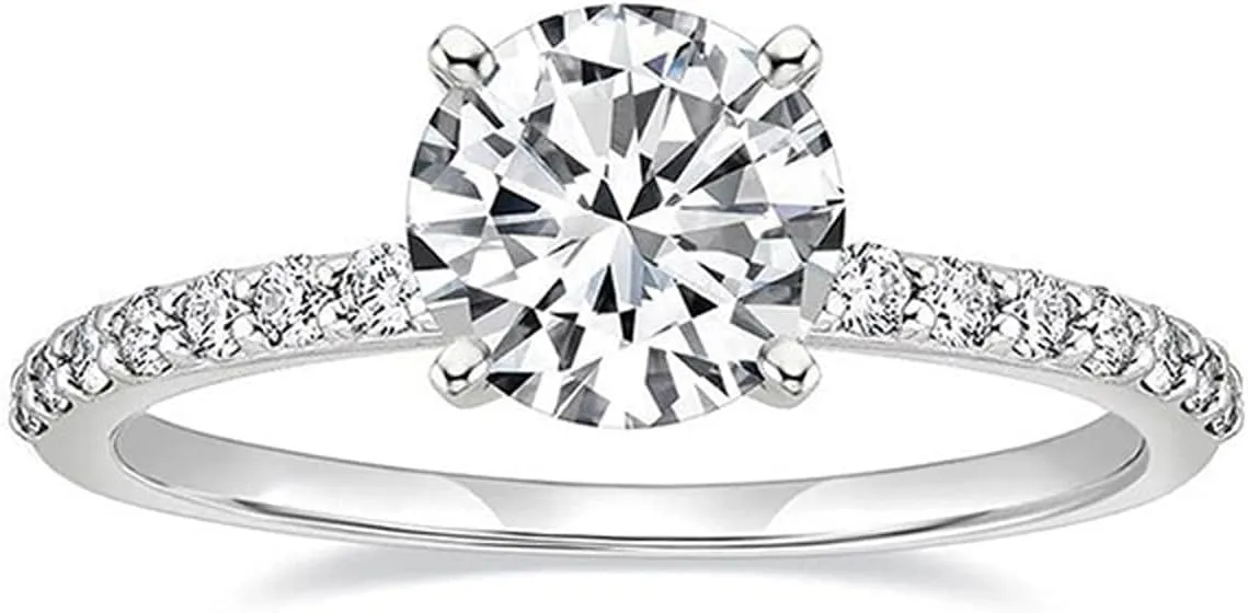 Roe Dolph Cubic Zirconia Engagement Rings for Women Non Tarnish Silver Plated Fake Engagement Ring Halo Travel Wedding Bands Ring Set for Couples Promise Rings Wedding Jewelry for Brides Wedding