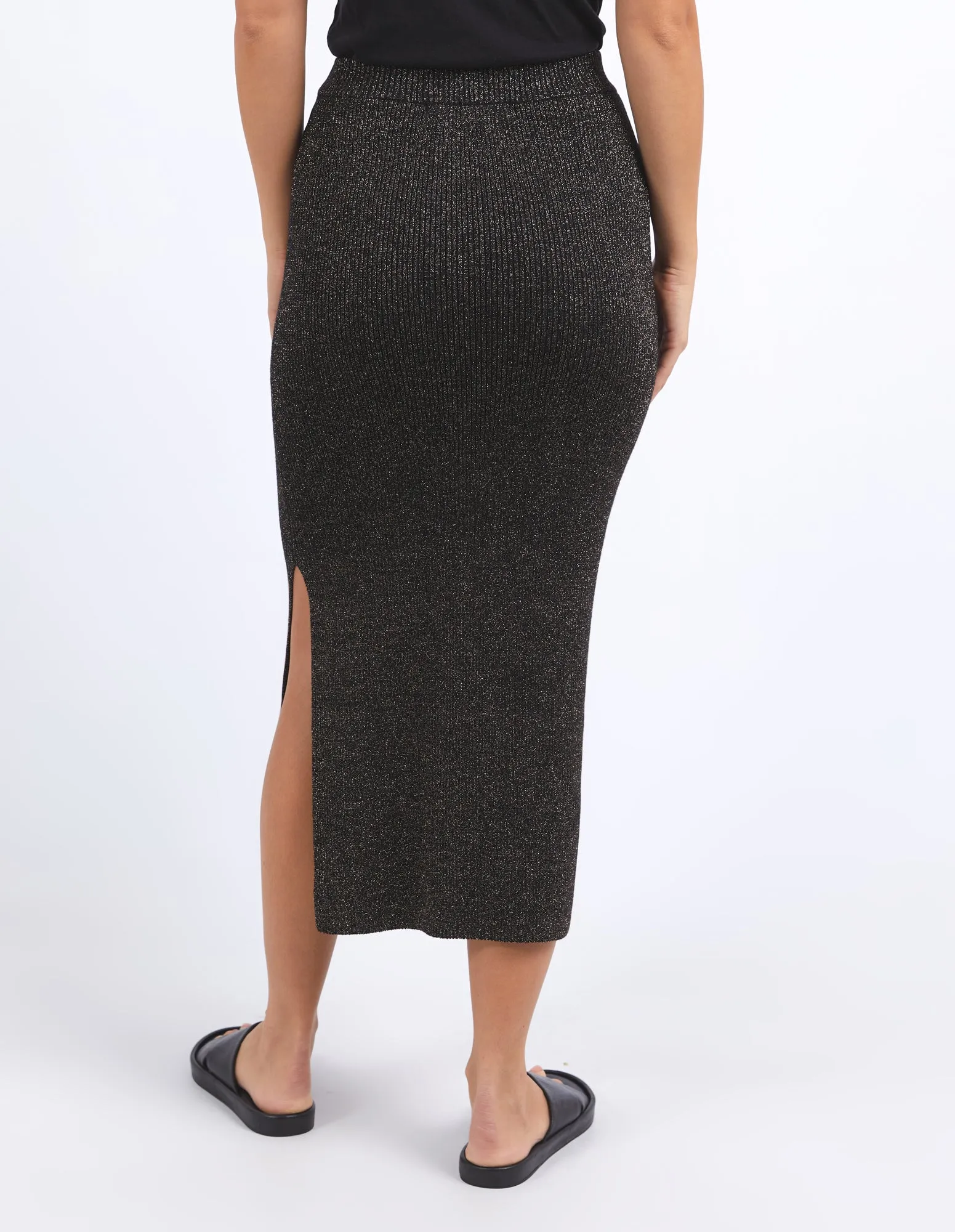 Tessa Metallic Knit Skirt - Black & Gold